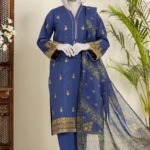 EMBROIDERED WOMEN STITCHED 3PC SUIT - BLUE