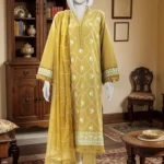 EMBROIDERED 3PC UNSTITCHED SUIT - MEHENDI GREEN