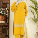 EMBROIDERED 3PC UNSTITCHED SUIT - YELLOW