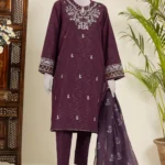 EMBROIDERED WOMEN STITCHED 3PC SUIT - PURPLE