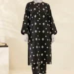 PRINTED WOMEN STITCHED 2PC SUIT - BLACK